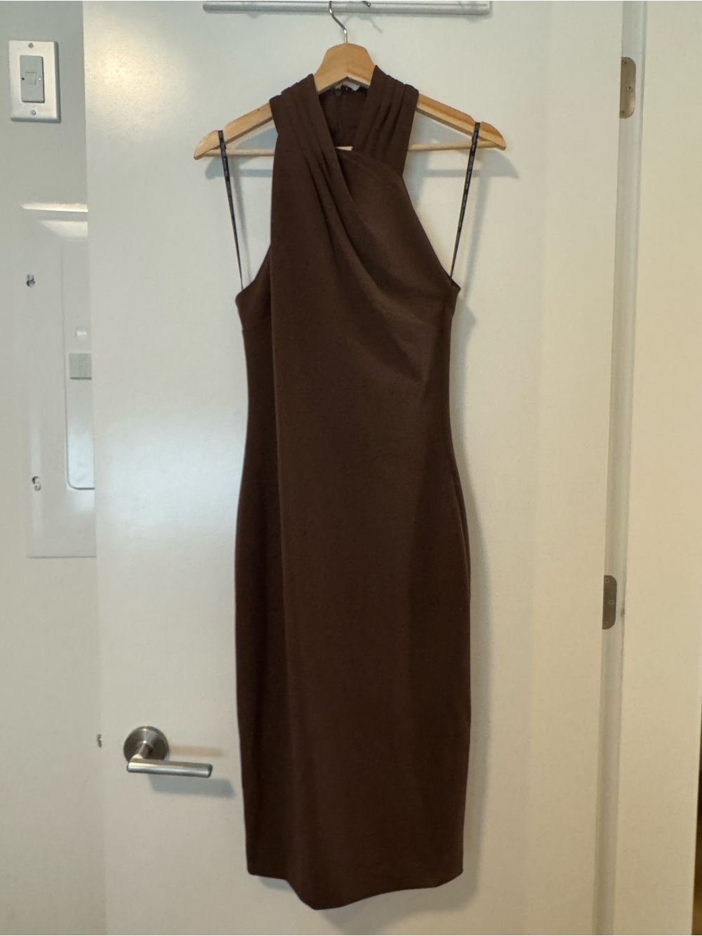RACHEL Rachel Roy Chocolate Brown Draped Halter Maxi Dress Size S